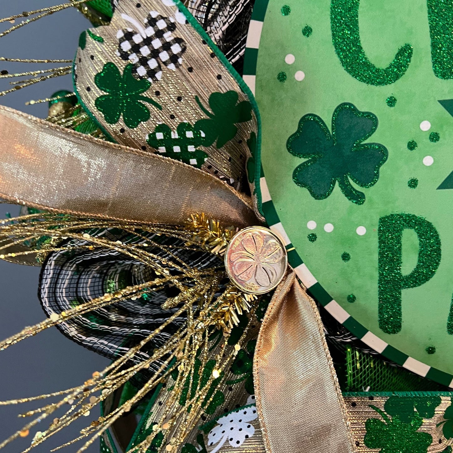 St Patrick’s Day Wreath, Front Door Decor, St. Patricks Day Wreath, Green and Gold Wreath, St. Patricks Day Front Porch, Saint Patty