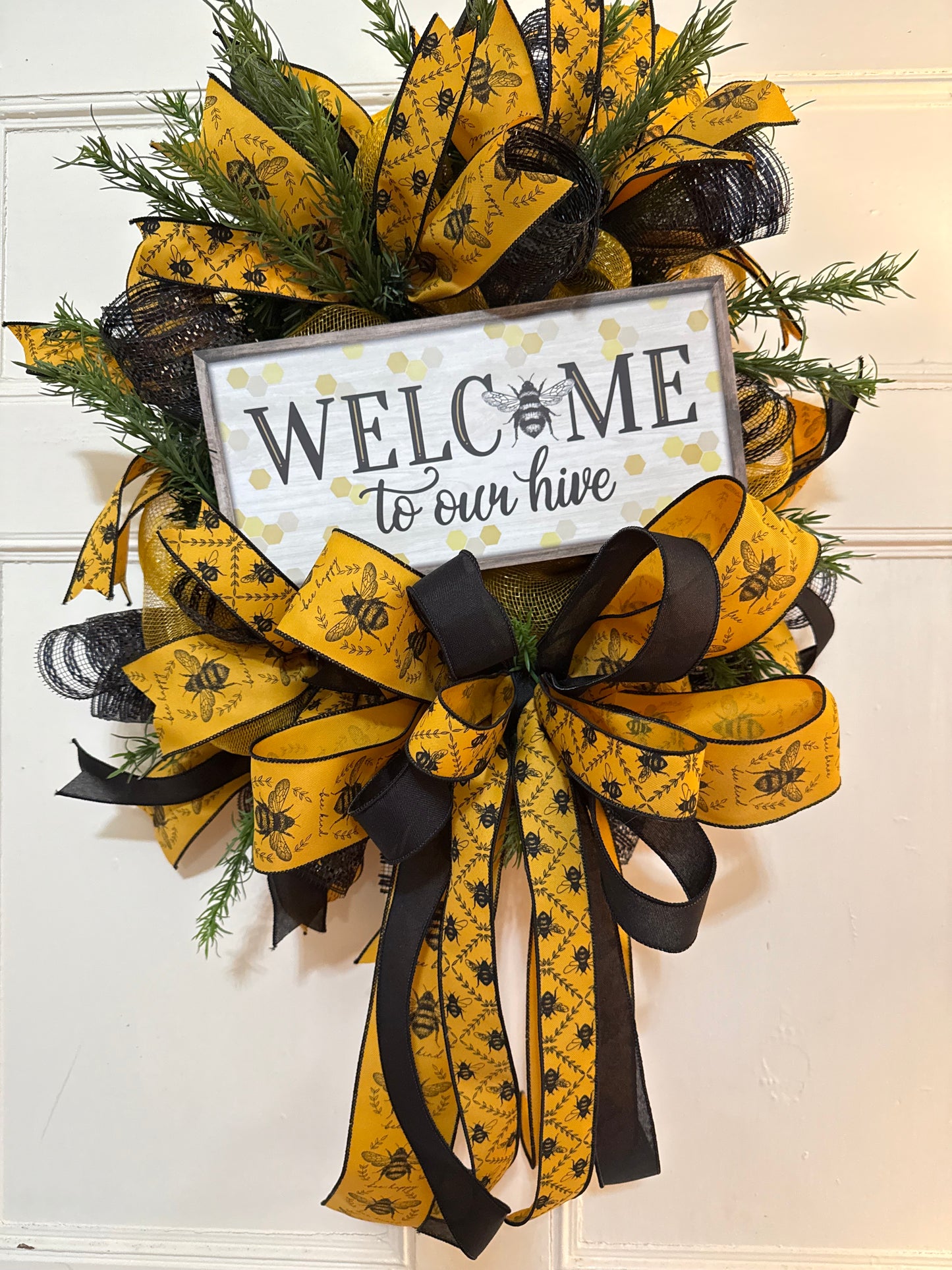 Bee Welcome Wreath for Front Door
