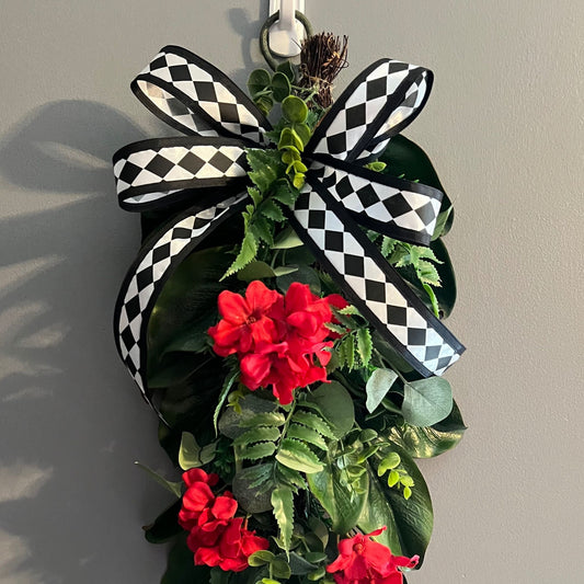 Geranium Magnolia Swag for Front Door, Magnolia Swag, Magnolia Fern Swag,  Swag, Summer Swag, Patriotic Wreath, Patriotic Swag, 4th of July