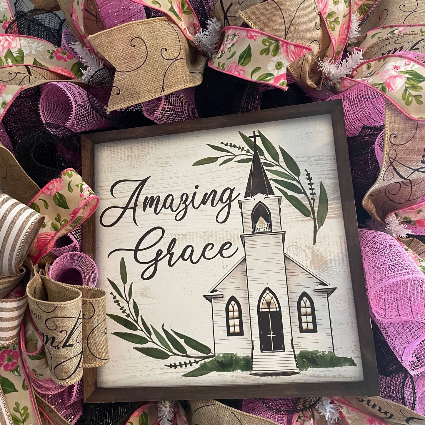 Amazing Grace Everyday Wreath, Christian Wreath for Front Porch, Faith Decor, Christian Wreath, Christian Home Decor, Faith Wreath