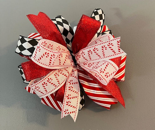 Christmas Candy Cane Lantern Bows Five Pack, Christmas Bows, Christmas Lantern Bows, Candy Cane Bows, Christmas Decoration, Designer Pack