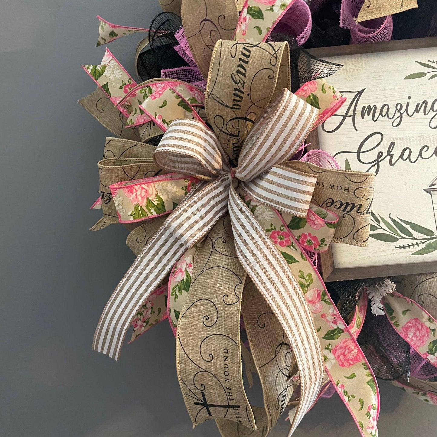 Amazing Grace Everyday Wreath, Christian Wreath for Front Porch, Faith Decor, Christian Wreath, Christian Home Decor, Faith Wreath