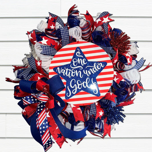 Patriotic Wreath for Front Door, Fourth of July, 4th of July, Patriotic Decoration, USA Wreath, Patriotic Front Door Decor, Independence Day