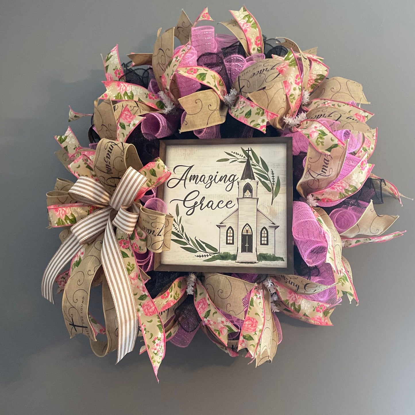 Amazing Grace Everyday Wreath, Christian Wreath for Front Porch, Faith Decor, Christian Wreath, Christian Home Decor, Faith Wreath