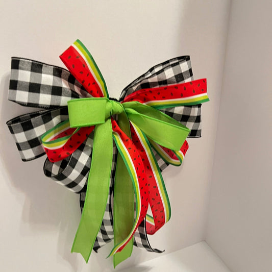 Watermelon Bow, Watermelon Wreath Bow, Watermelon Birthday Bow, Housewarming Gift, Watermelon Home Decor, Summer Porch Decoration